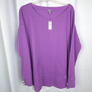 NWT Talbots Purple Crewneck Active Sweatshirt Womens Large Kangaroo Pocket